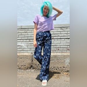 Birds Of North America Night Pegasus Print Cotton Marlin Pants 14